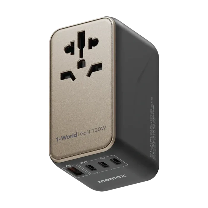 Momax 1-World 120W GaN Universal Travel Charger 4-Ports with 100W USB-C to USB-C Cable