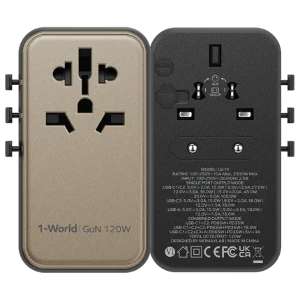 Momax 1-World 120W GaN Universal Travel Charger 4-Ports with 100W USB-C to USB-C Cable