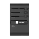 Momax 1-World+ 3-Port Travel GaN Charger With Built-in USB-C Cable 70W
