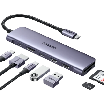 UGREEN CM195 7-in-1 USB C Hub 5 Gbps with 4K HDMI 100W Power Delivery