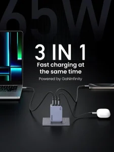 UGREEN Nexode Pro 65W 3-Port Mini Compact Foldable PPS GaN Fast Wall Charger X755 (25263)