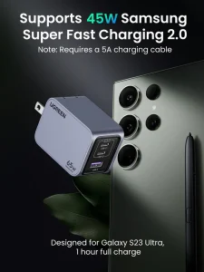 UGREEN Nexode Pro 65W 3-Port Mini Compact Foldable PPS GaN Fast Wall Charger X755 (25263)