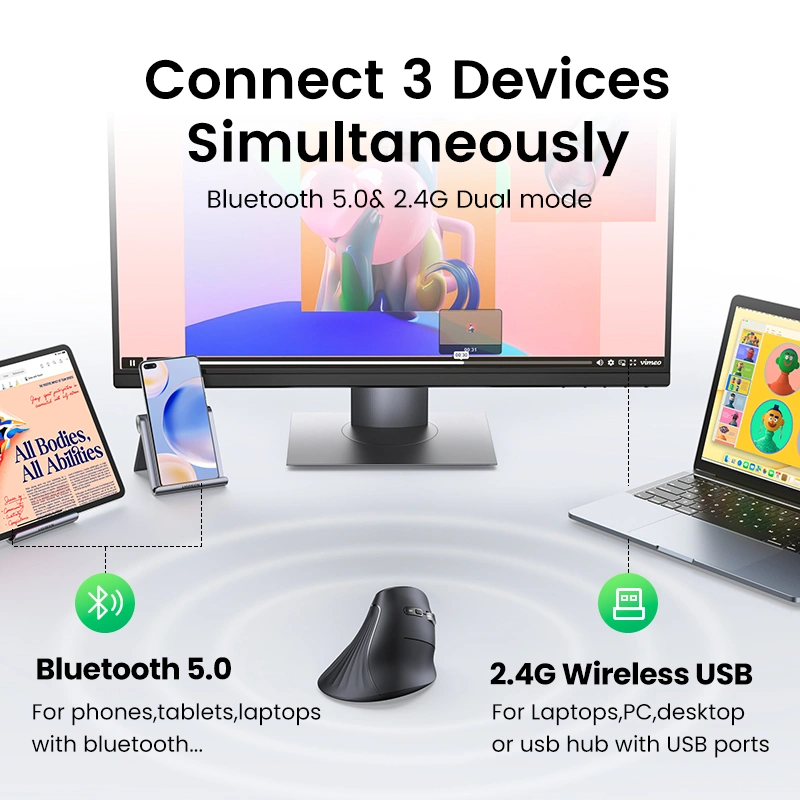 Ugreen Multi-mode Vertical Wireless Mouse MU008