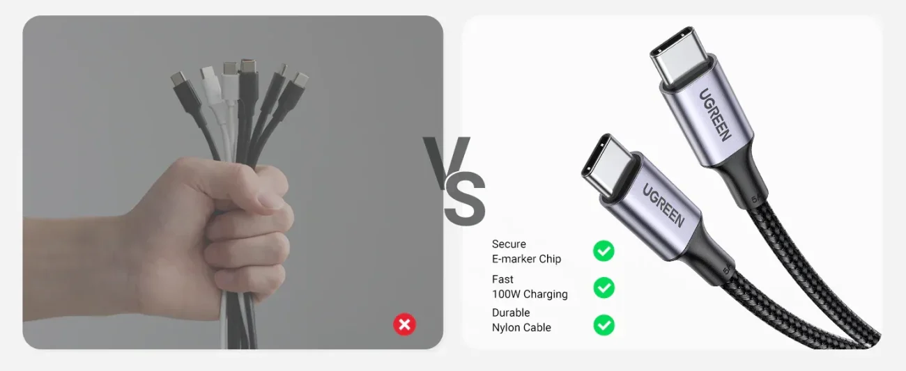 Ugreen USB-C to USB-C 100W 5A Charging Cable 1M (Nylon Braided) 70427