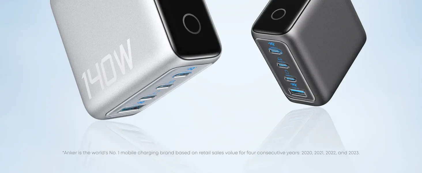 Anker Zolo Laptop Charger 140W 4-Port PD 3.1 with Touch Control USB-C Cable (B2697)