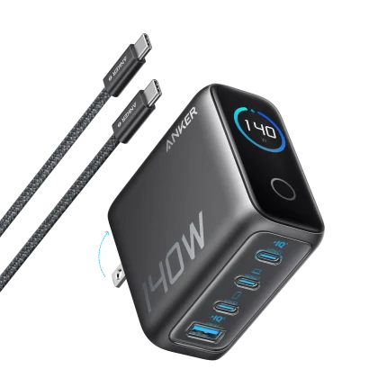 Anker Zolo Laptop Charger 140W 4-Port PD 3.1 with Touch Control USB-C Cable (B2697)