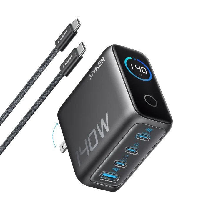 Anker Zolo Laptop Charger 140W 4-Port PD 3.1 with Touch Control USB-C Cable (B2697)