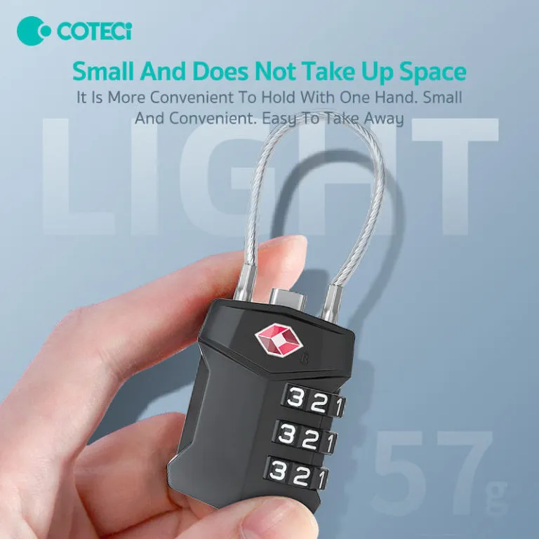 Coteci Zinc Alloy TSA Customs Combination Lock Steel-wire Version TR005