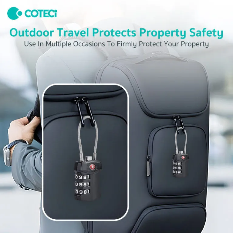Coteci Zinc Alloy TSA Customs Combination Lock Steel-wire Version TR005