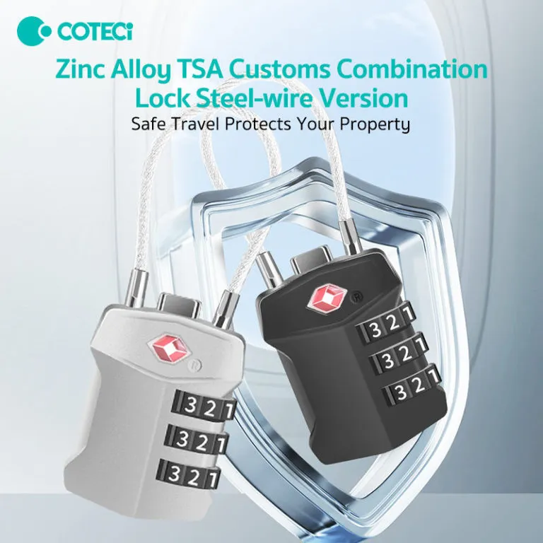Coteci Zinc Alloy TSA Customs Combination Lock Steel-wire Version TR005