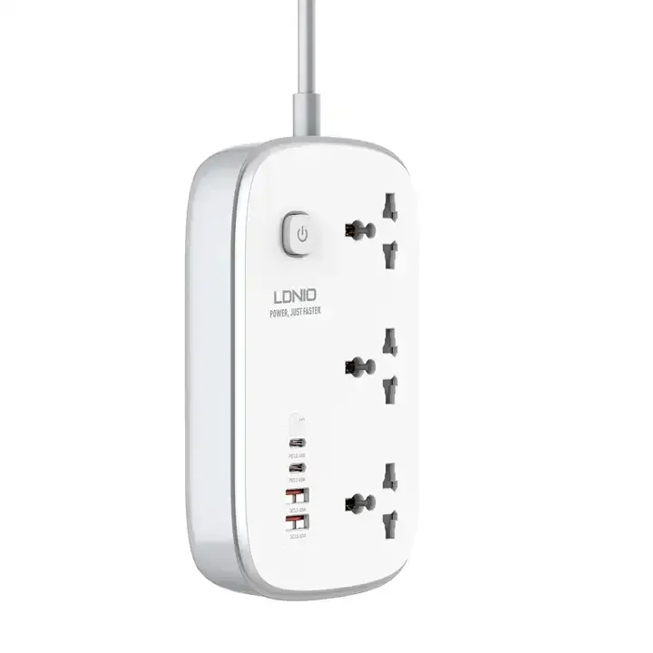 LDNIO Power Strip 65W 3 Sockets With 4 Port Charger SC3416