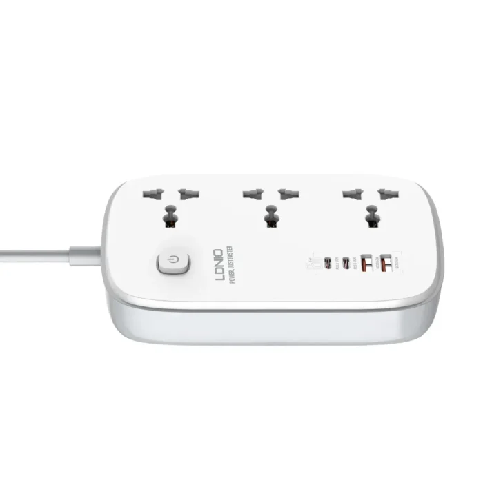 LDNIO Power Strip 65W 3 Sockets With 4 Port Charger SC3416