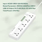 LDNIO SC5614 Power Strip 6 USB Charging Ports and 5 AC Outlets