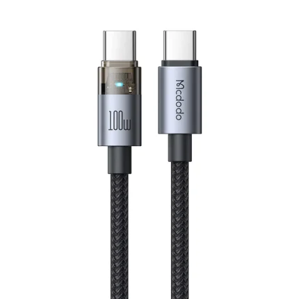 Mcdodo CA-5580 Type C to Type C 100W Transparent Cable Charging Light 1.2M