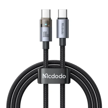 Mcdodo CA-5580 Type C to Type C 100W Transparent Cable Charging Light 1.2M