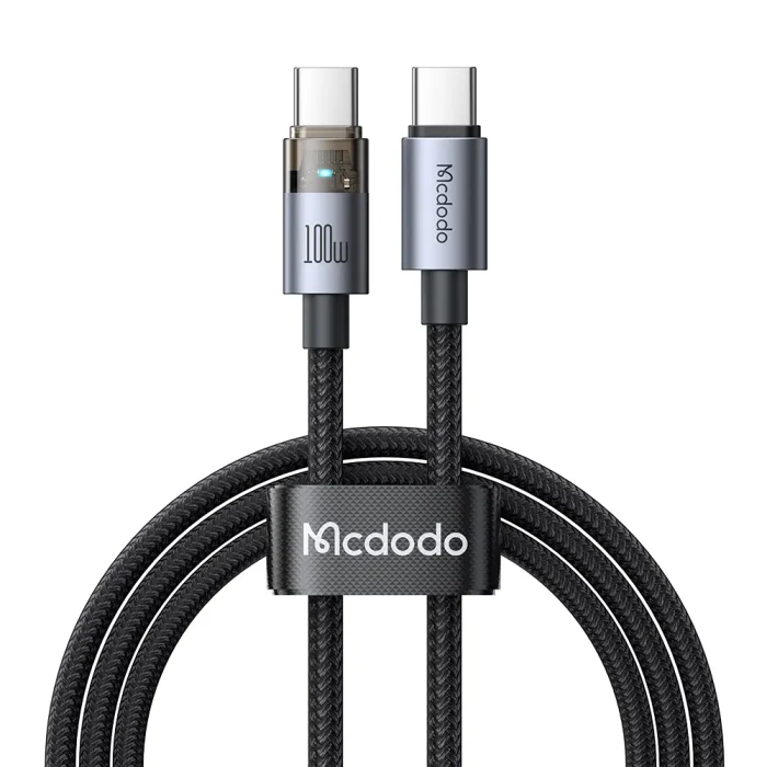 Mcdodo CA-5580 Type C to Type C 100W Transparent Cable Charging Light 1.2M