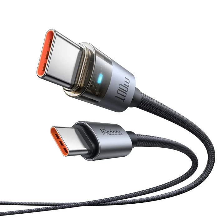 Mcdodo CA-5580 Type C to Type C 100W Transparent Cable Charging Light 1.2M