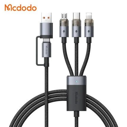 Mcdodo CA-7260 6-in-1 Transparent 100W Fast Charging Cable With LED 1.2M