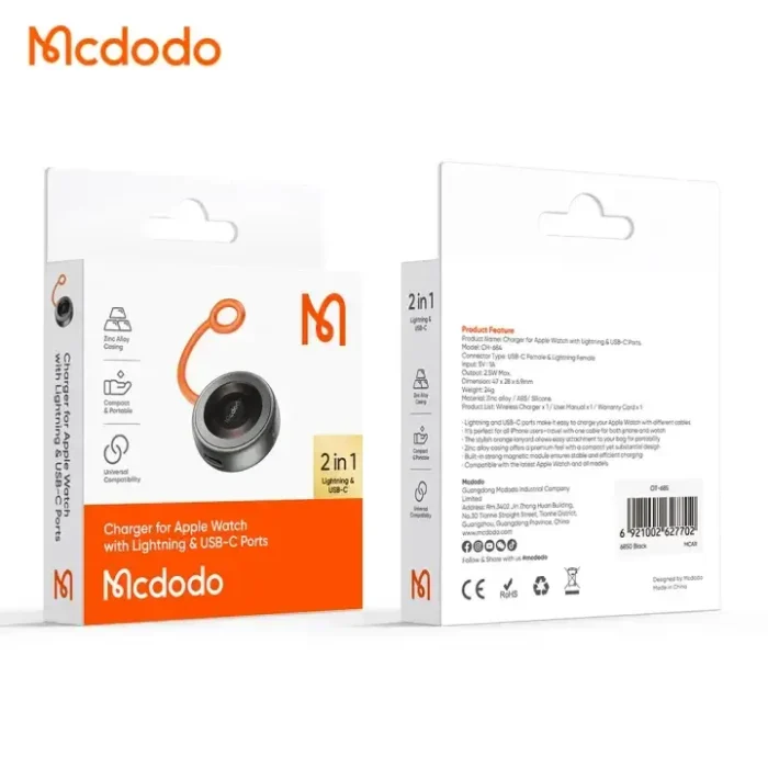 Mcdodo CH-684 Charger for Apple Watch with Lightning and USB-C Port