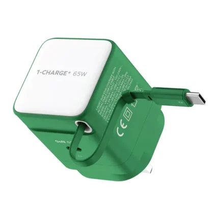 Momax 1-Charge+ 65W GaN Charger with Retractable Cable (US Plug)