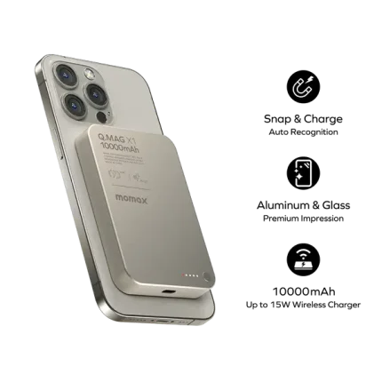 Momax Q.Mag X1 Gen 2 10000mAh 15W Magnetic Wireless Power Bank