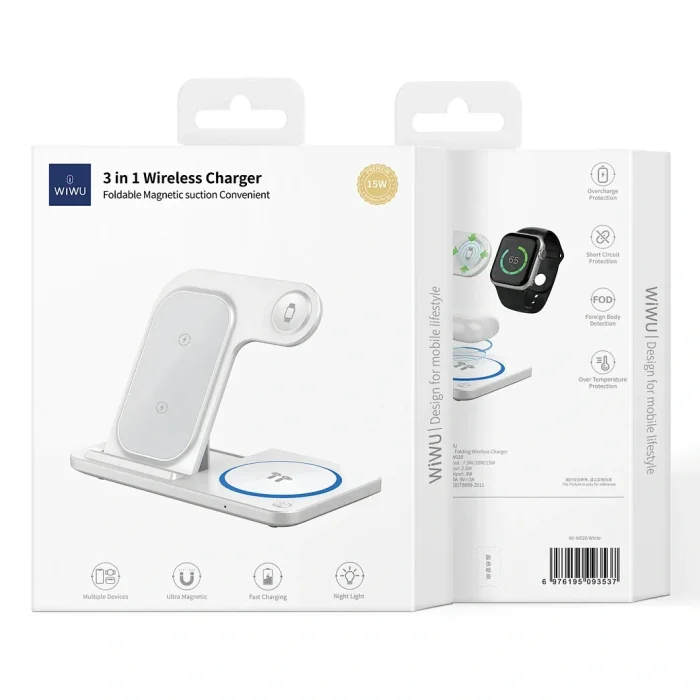 WiWU Foldable 3 in 1 15W Wireless Charger Wi-W020