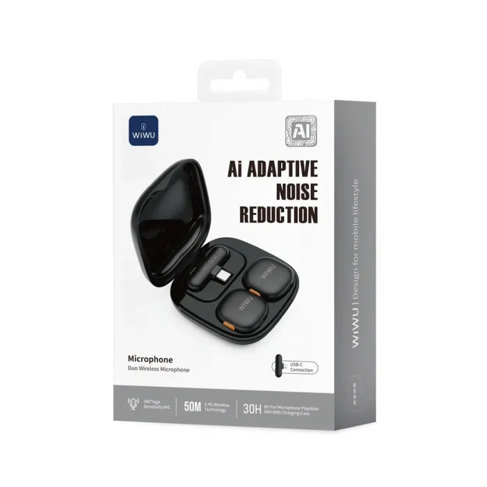 WiWU Wi-WM006 Noise Cancelling Lavalier Duo Wireless Microphone