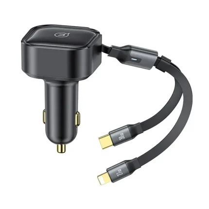 USAMS US-CC219 C41 PD 30W Fast Charging Car Charger With Type C & Lighting Cable