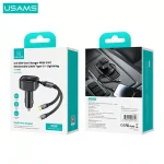 USAMS US-CC219 C41 PD 30W Fast Charging Car Charger With Type C & Lighting Cable