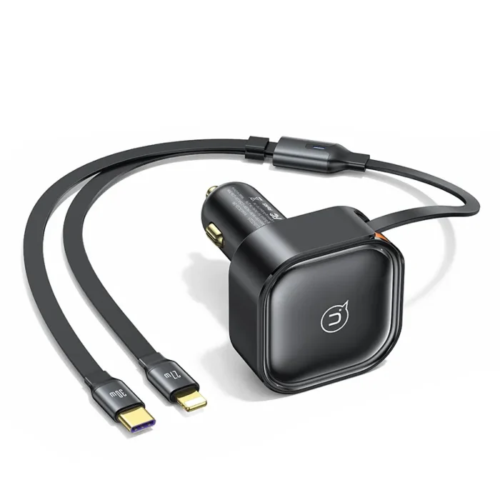 USAMS US-CC219 C41 PD 30W Fast Charging Car Charger With Type C & Lighting Cable