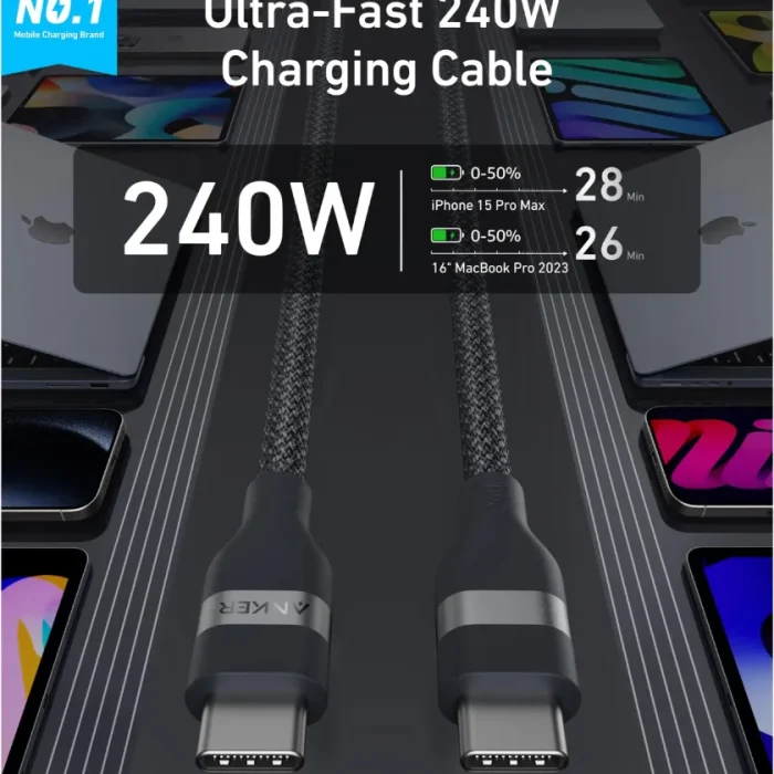 Anker Upcycled-Braided USB-C to USB-C 240W Cable