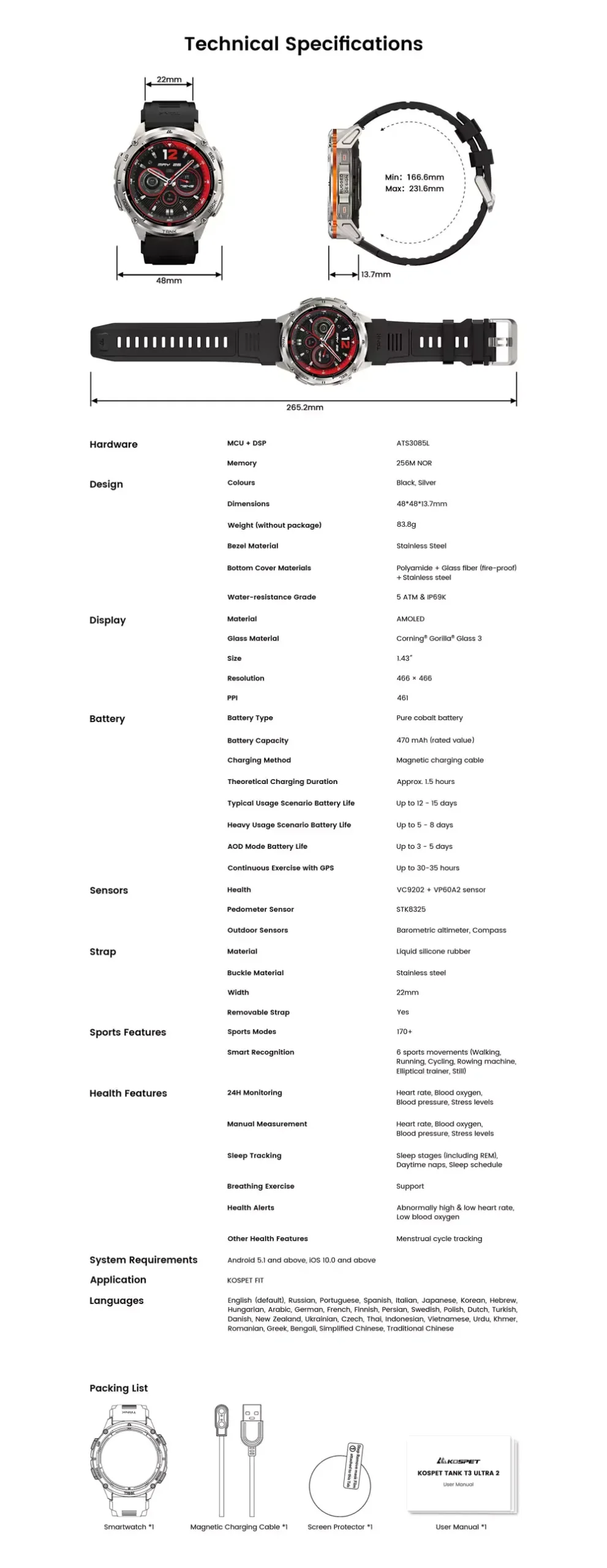 KOSPET TANK T3 ULTRA 2 Special Edition Smart Watch with GPS