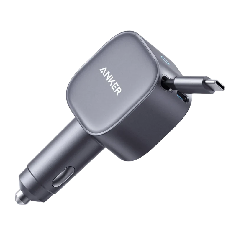 Anker Nano 75W Car Charger with Built-in Retractable USB-C Cable (A2738)