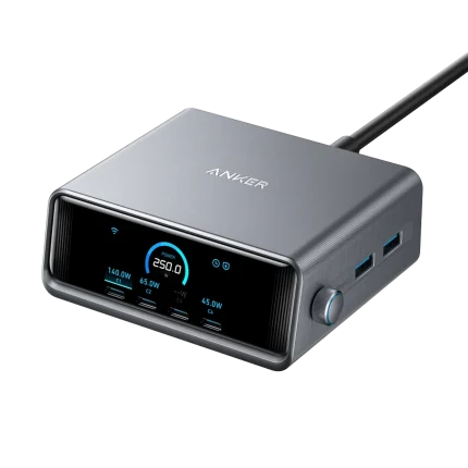 Anker Prime 250W GaN USB-C Charging Station Ultra-Fast 6-Port with LCD Display & Smart Control (A2345)