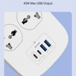 LDNIO SC4407C Universal Outlet 45W USB Power Strip with 4 AC outlets