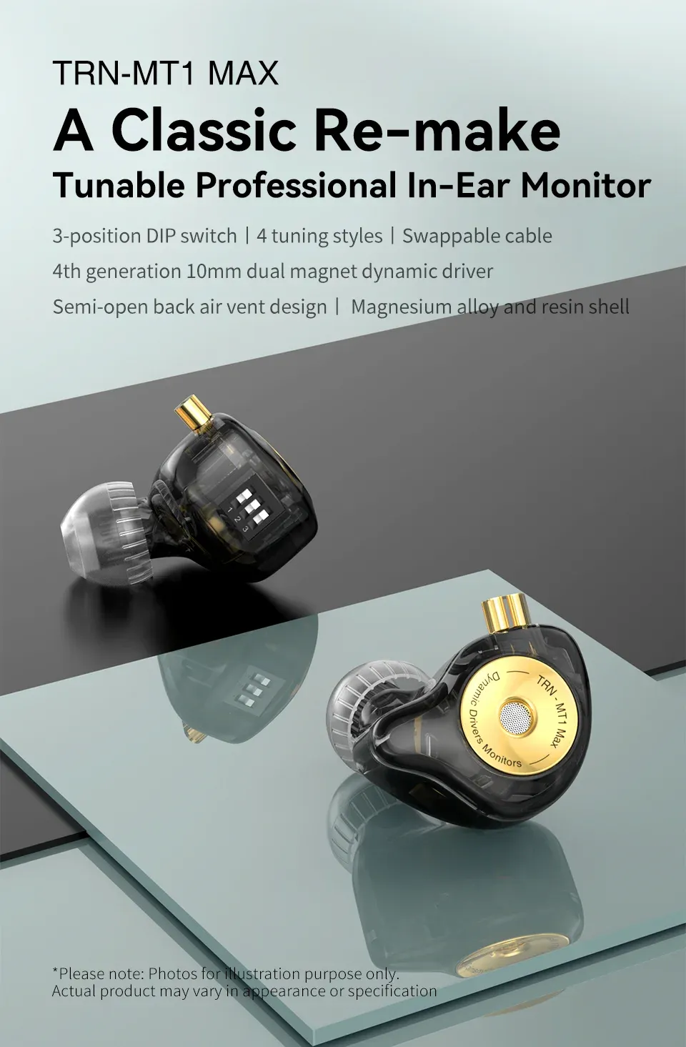 TRN MT1 MAX 10mm Dual Magnet Dynamic Driver IEM