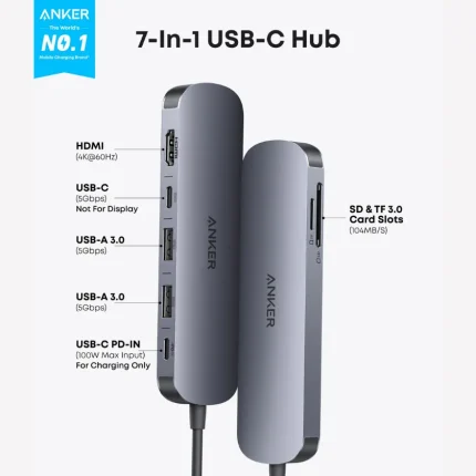Anker 7-in-1 Multi-Port USB-C Hub USB Adapter for Laptops